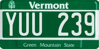 VT license plate YUU239