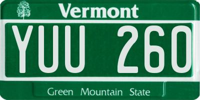 VT license plate YUU260