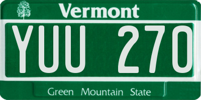 VT license plate YUU270