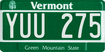 VT license plate YUU275