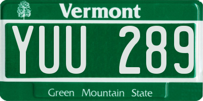 VT license plate YUU289