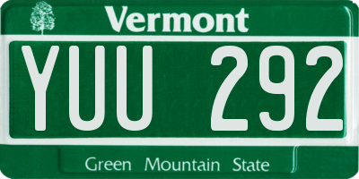 VT license plate YUU292