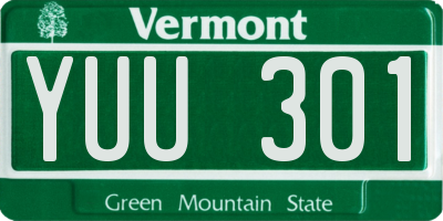 VT license plate YUU301