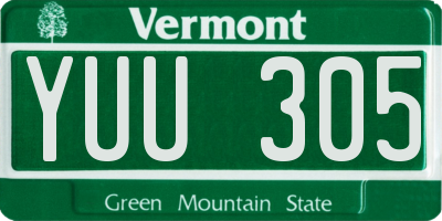 VT license plate YUU305