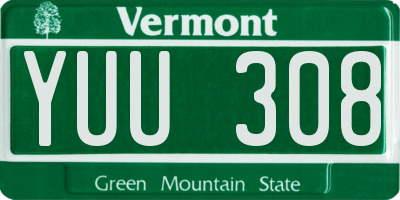 VT license plate YUU308