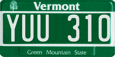 VT license plate YUU310