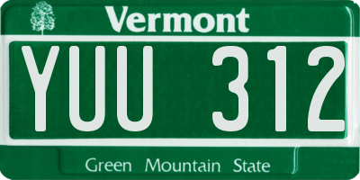VT license plate YUU312