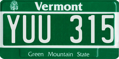 VT license plate YUU315