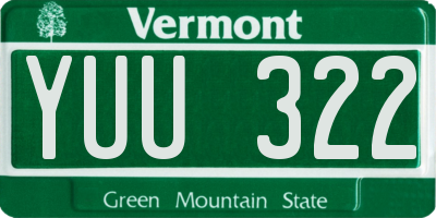 VT license plate YUU322