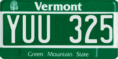 VT license plate YUU325