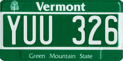 VT license plate YUU326