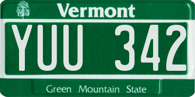 VT license plate YUU342