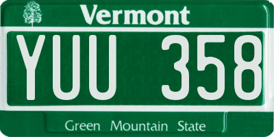 VT license plate YUU358