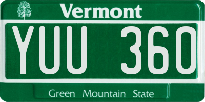 VT license plate YUU360