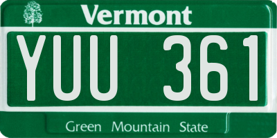VT license plate YUU361