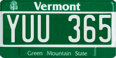 VT license plate YUU365