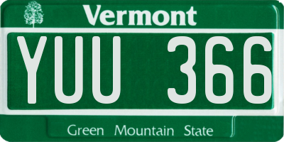 VT license plate YUU366