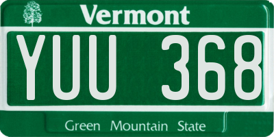 VT license plate YUU368