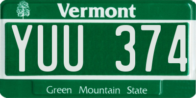 VT license plate YUU374