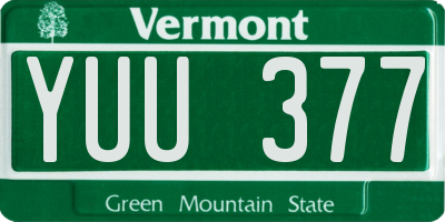 VT license plate YUU377