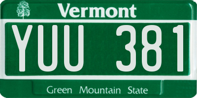 VT license plate YUU381