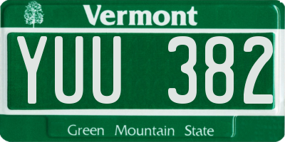 VT license plate YUU382