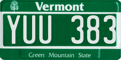 VT license plate YUU383
