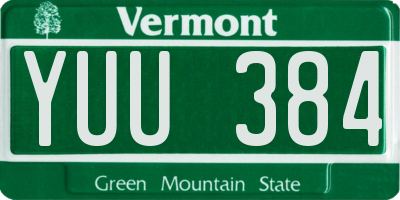 VT license plate YUU384