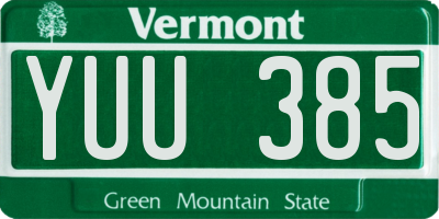 VT license plate YUU385