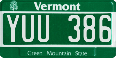 VT license plate YUU386
