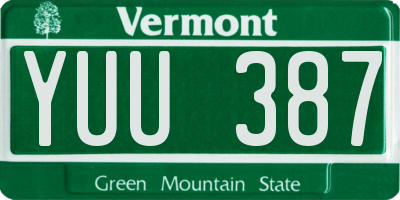 VT license plate YUU387