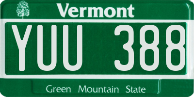 VT license plate YUU388
