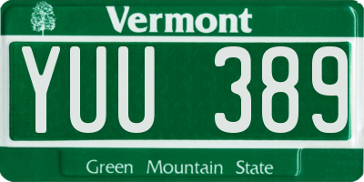 VT license plate YUU389