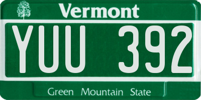 VT license plate YUU392