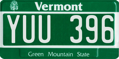 VT license plate YUU396