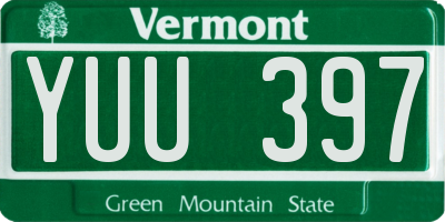 VT license plate YUU397