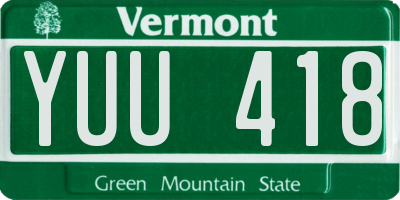 VT license plate YUU418