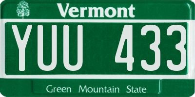 VT license plate YUU433