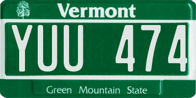 VT license plate YUU474