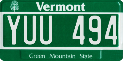 VT license plate YUU494