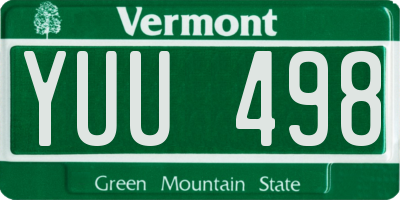 VT license plate YUU498