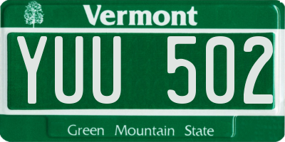 VT license plate YUU502