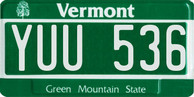 VT license plate YUU536
