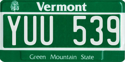 VT license plate YUU539