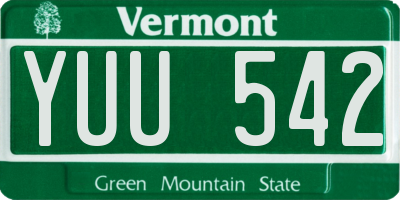 VT license plate YUU542