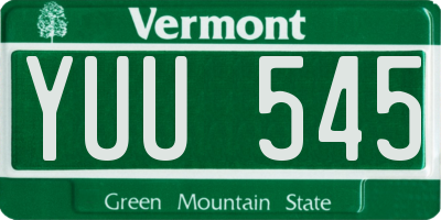 VT license plate YUU545