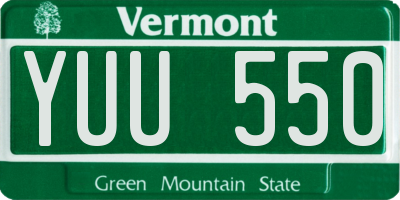 VT license plate YUU550
