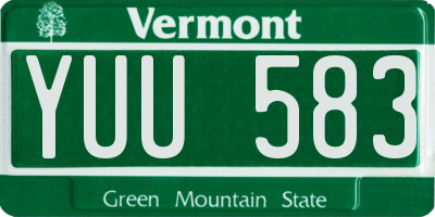 VT license plate YUU583