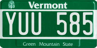 VT license plate YUU585