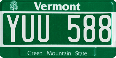 VT license plate YUU588
